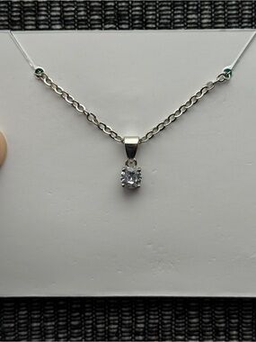 EFFY Princess Cruise Clear Pendant Necklace 18” Silver Tone #2